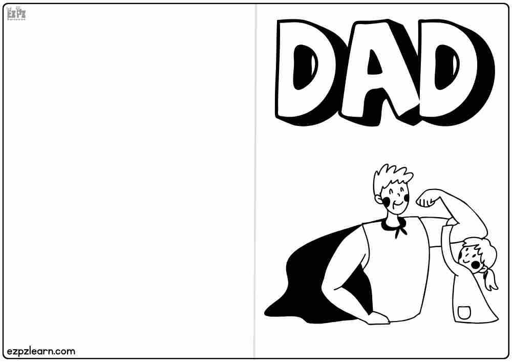 Father's Day Card for Coloring Free PDF Download